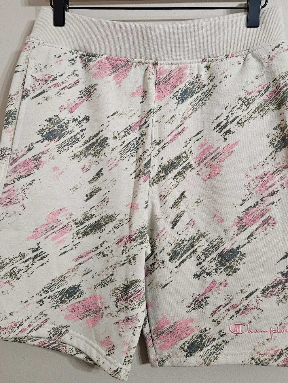 Champion Pink & Olive Brushstroke Sweat Shorts Xl